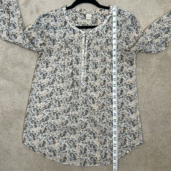Lucky Brand Semi Sheer Floral Longsleeve Top Women Small - Picture 7 of 8